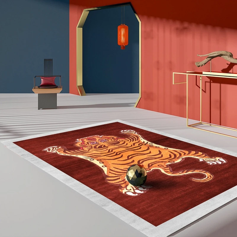 Wholesale large size tiger red blue carpet blanket can be customized home decoration