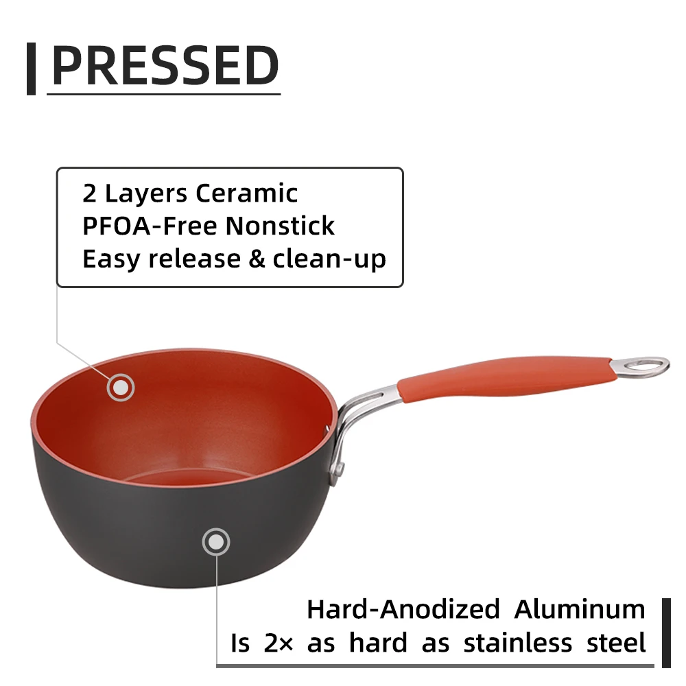 Pressed Ceramic 8pcs Hard Anodizing Copper Aluminum Cookware Set Non Stick Cooking Pots