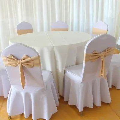 Satin Chair Covers Bows Sashes Band Wedding Bowknot Spandex Chair Sash Buckles Cover
