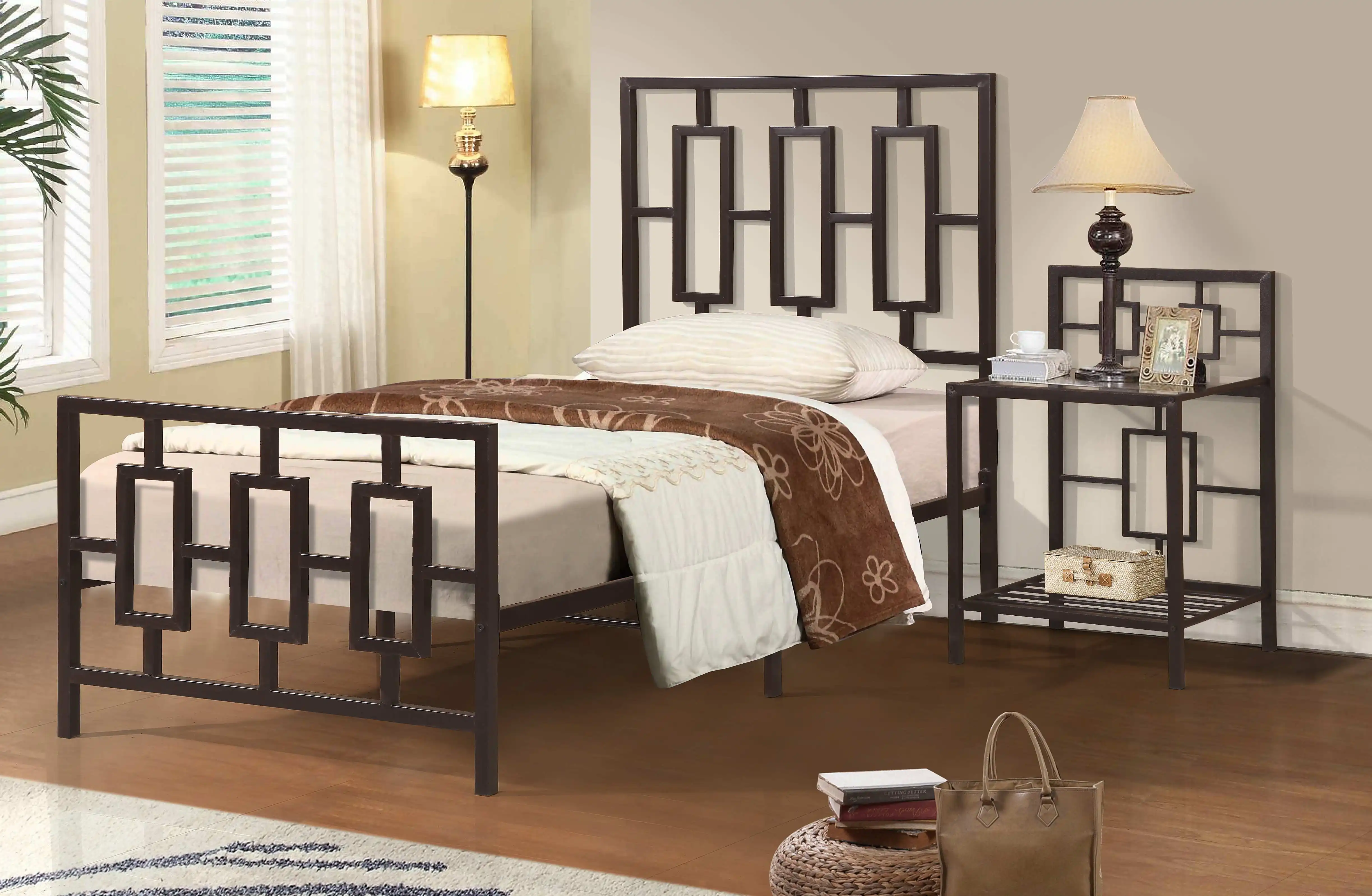 custom nordic luxury latest modern small king queen size metal beds wrought iron frame twin double bed design room