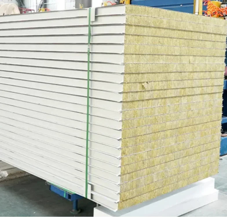 Decorative Color Steel Fire Proof Sound Proof Sandwich Panel Prefab Houses Rock Wool Exterior Wall Panels