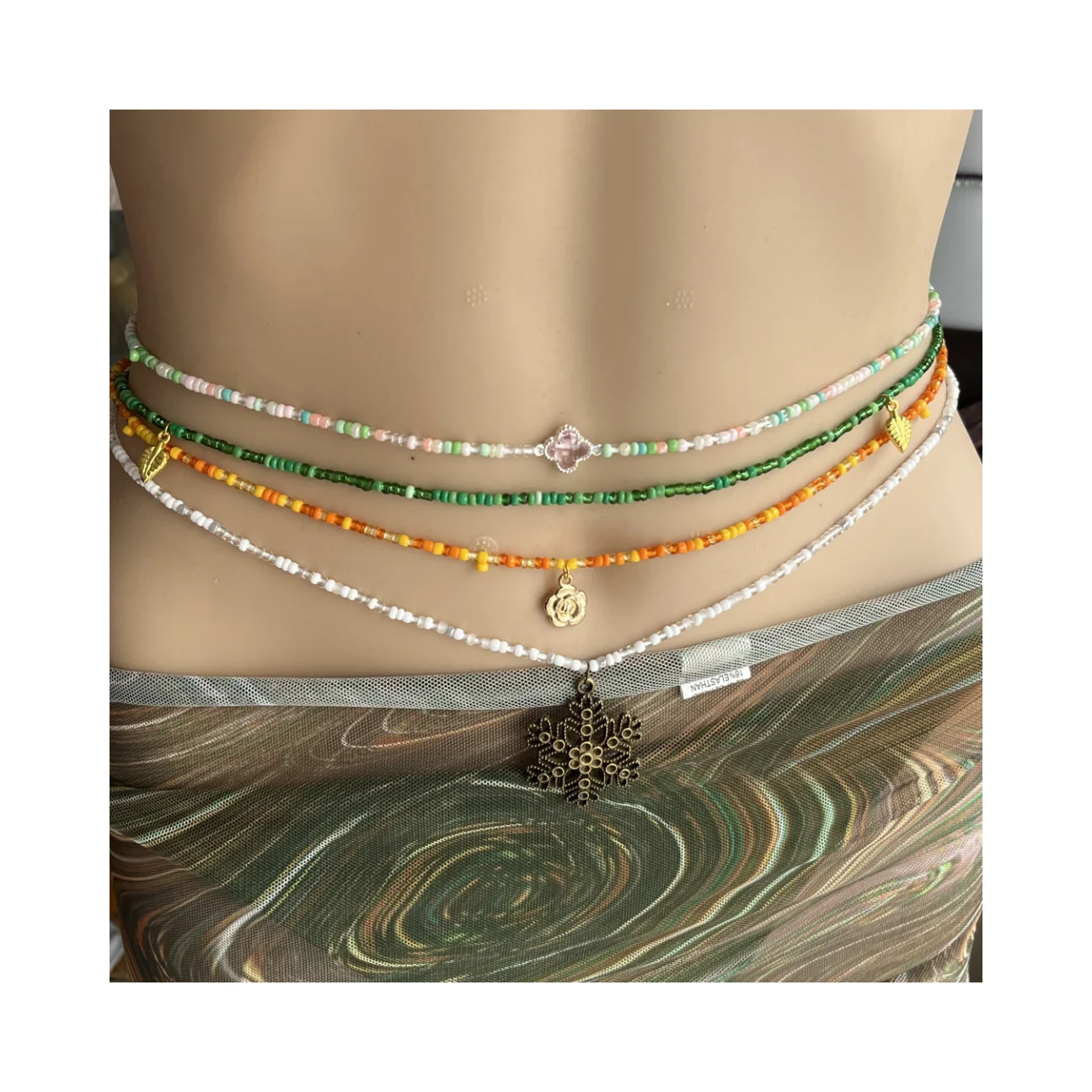 2024 New colorful waist bead chain tie African waist bead Bohemian handmade beaded beach chain