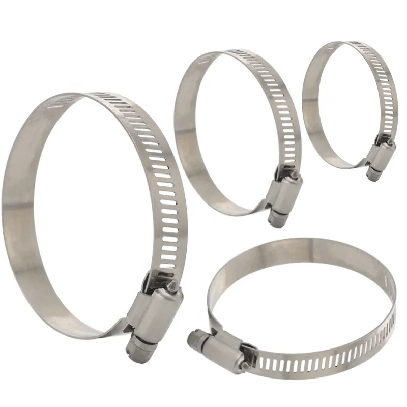 304 Stainless Steel Hose Clamp Adjustable 8-152mm Screw Worm Drive Pipe Clip Hoop Hose Fixed Tool