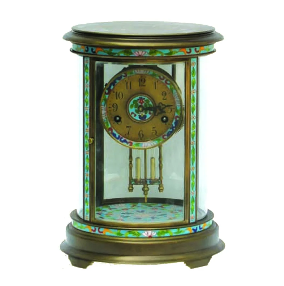 Павильон античный французский стиль 15 дней латунный Цветочный Цветок красочный Декор Орлиная перегородчатая эмаль стол/настольные часы