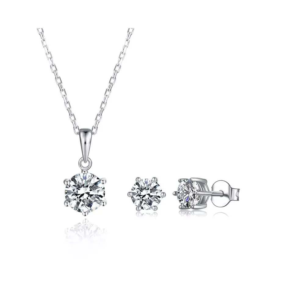 High Quality 925 Sterling Silver Moissanite Diamond Set 6 Claw Design Gift for Women