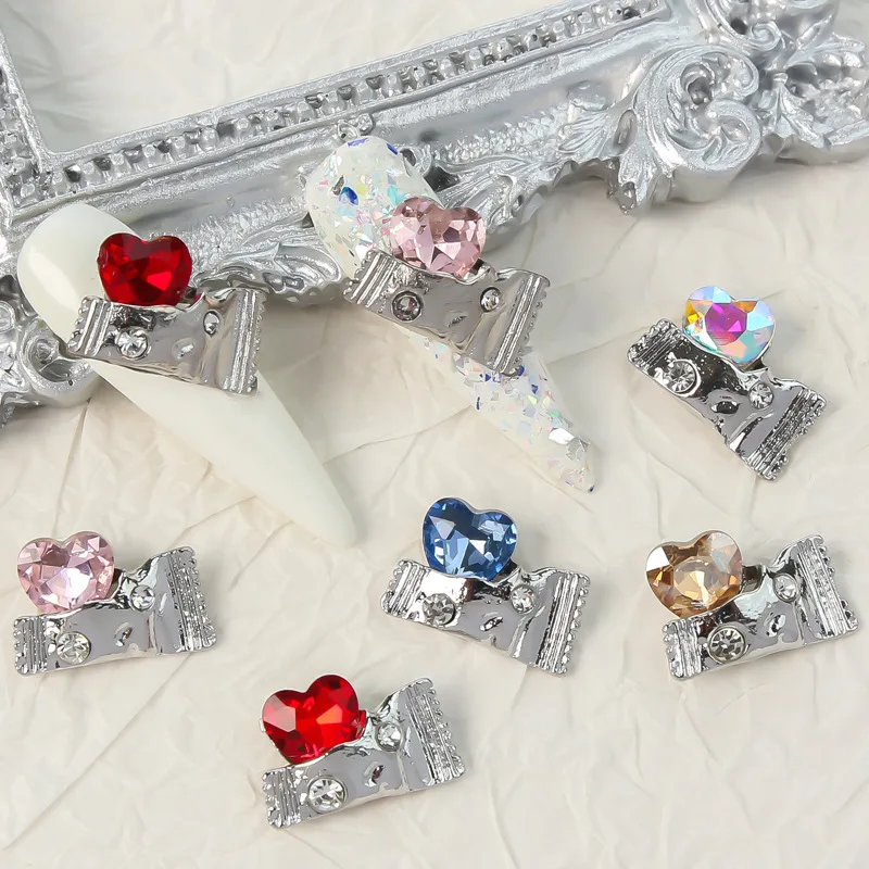Pink Zircon Love Heart Candy  3d Candy Girl Star Turtle Kawaii Luxury Rhinestones Nail Art Charm Diamond Decoration