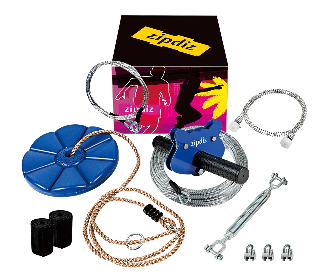 Zipdiz Детский комплект на молнии для заднего двора с 5 9-футовыми пружинными тормозными защитными приспособлениями деревьев и сиденьем семейного отдыха также добавляет дополнительную ценность