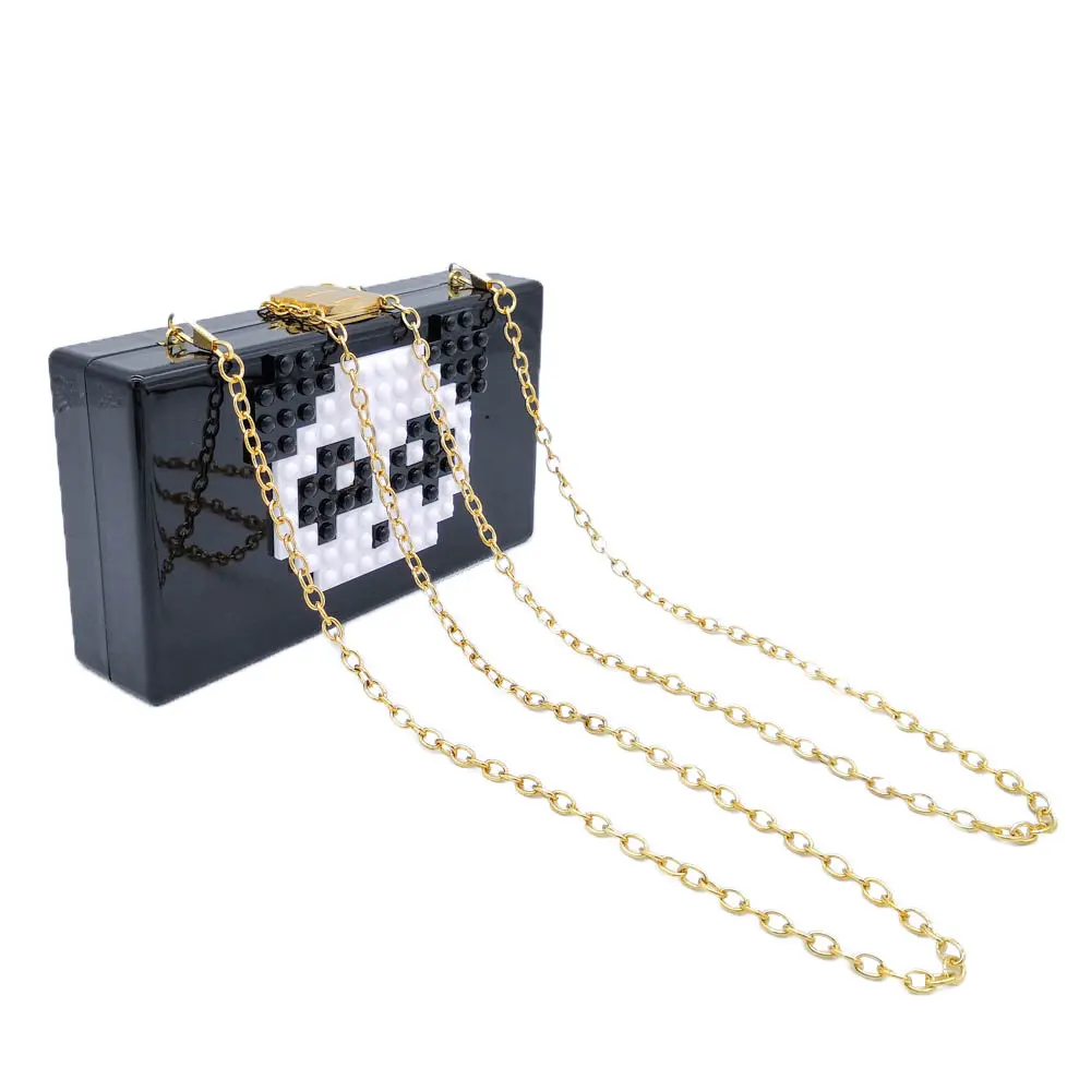 
Hot Selling Luxury Black Magazine Purse Wallet Bolsa Fem Shoulder Geometric Clutch Acrylic Box Bags Womens Fashion Bag Acrylic 