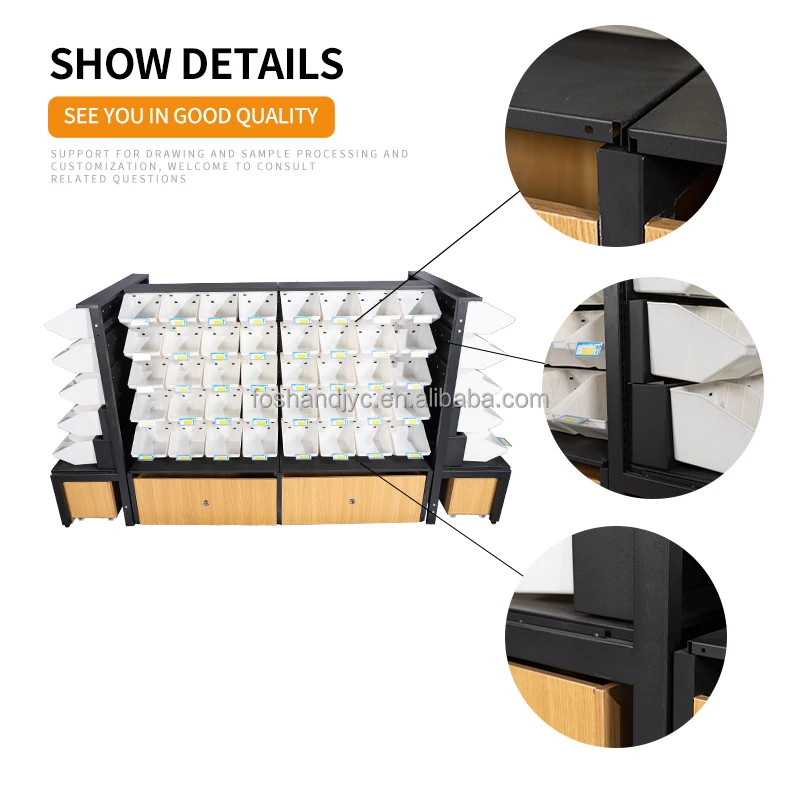 Supermarket Convenience Store Shop Display Stand Steel Wood Gondola Rack Bulk Weighing Displaying Candy Snacks Display rack