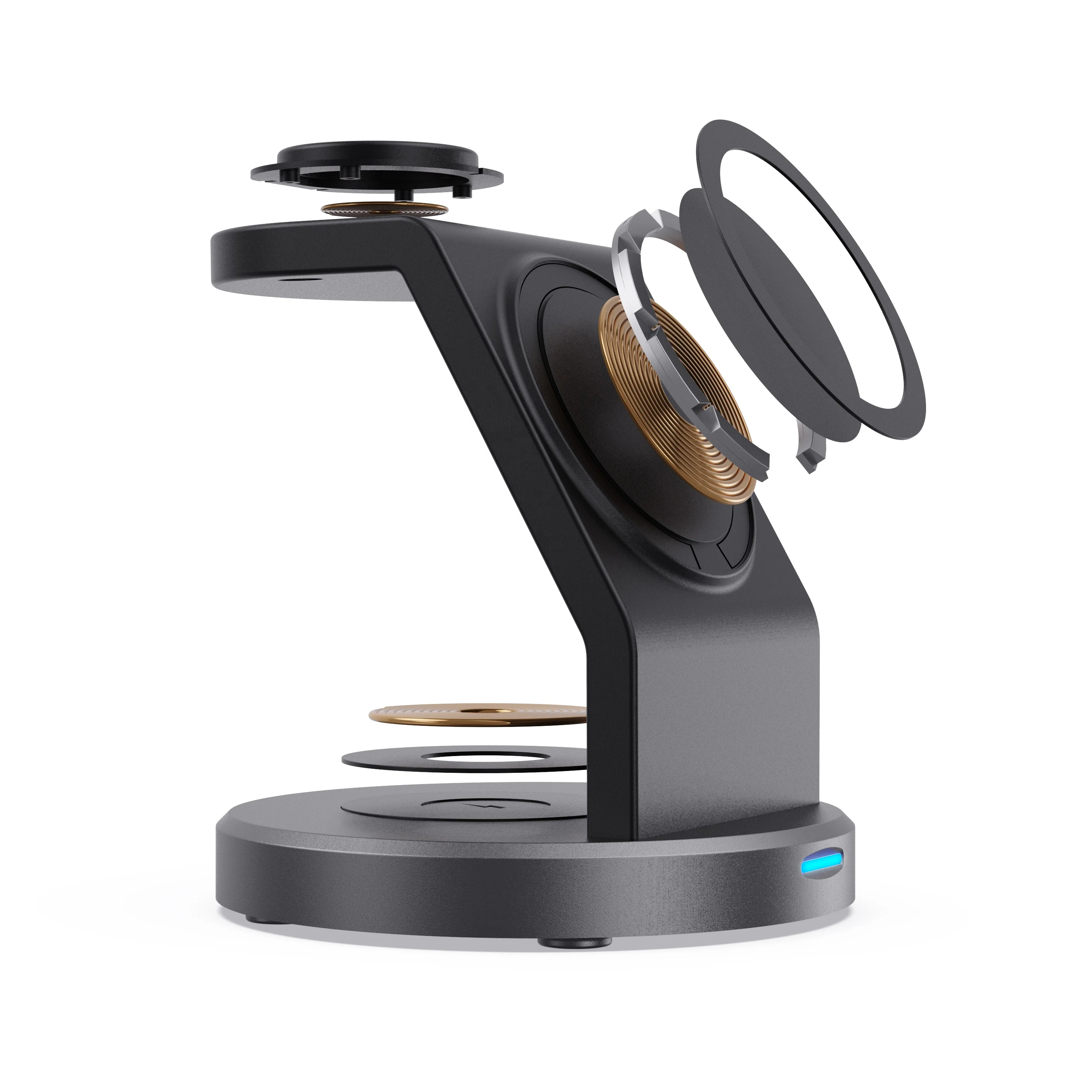 3-in-1 Smart Magnetic Wireless Charger TYPE-C Interface Simultaneous Charging Mobile Phones Watches Multiple Protections