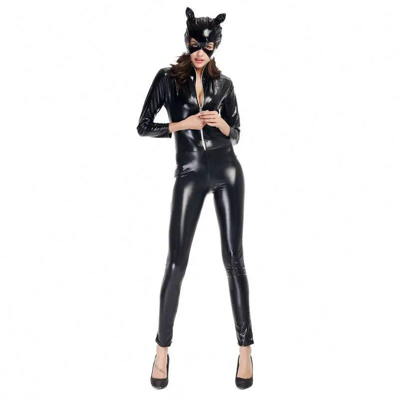 2024 New Design Cosplay Catwoman Costume Carnival Party Night Club Girl Uniform Cat Lady Leotard With for Cap