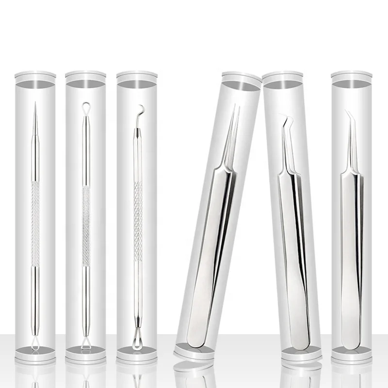 Pimple Extractor Tool Kit Private Label Cell Clip Stainless Steel Acne Needle Blackhead Whitehead Beauty Acne Remover Set