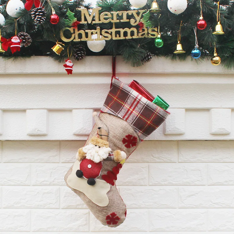 
Wholesale Christmas stocking holiday gifts home furnishings personal sublimation Christmas stocking bag 
