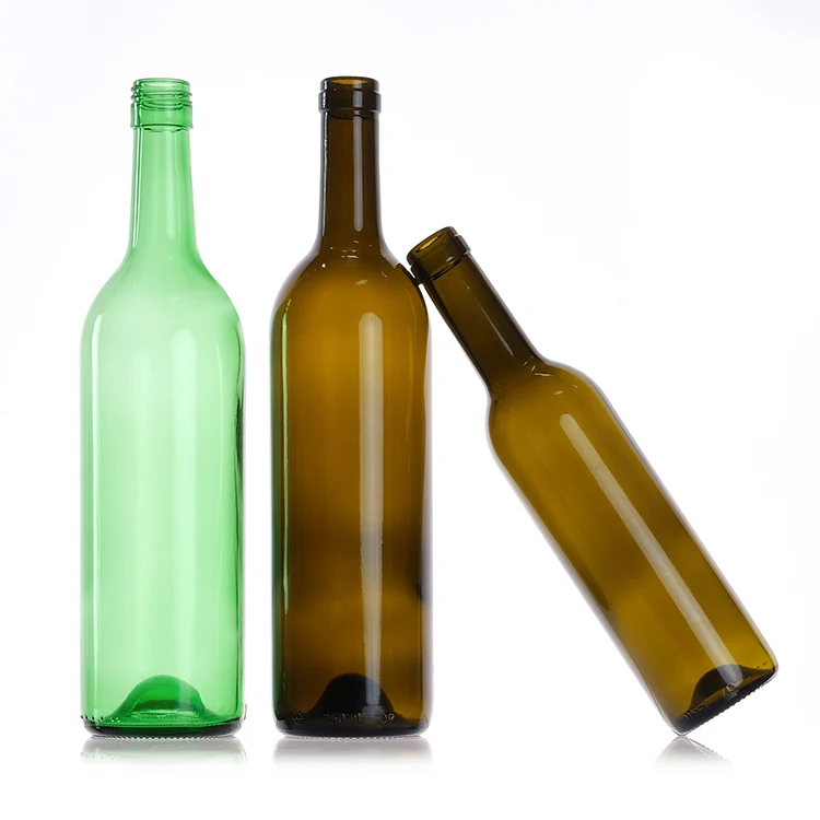 Stock International Standard Antique Emerald Green 700ml 750ml Glass Bottle Round Shape Wine Champagne Bottle