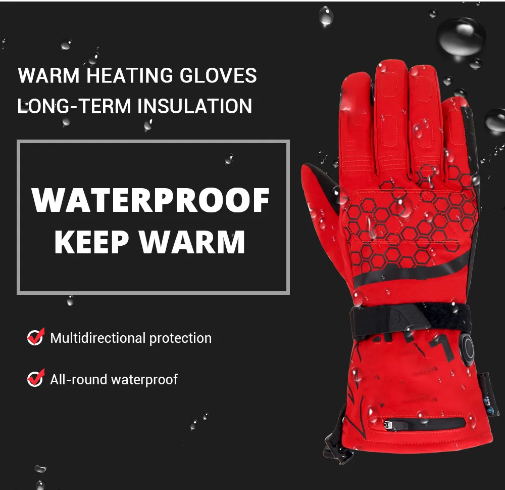 Motorcycle Motocross Heated Gloves Windproof Guantes 45-60 Degree Waterproof Box Men Polyester Outdoor Winter Motorcycle Sports