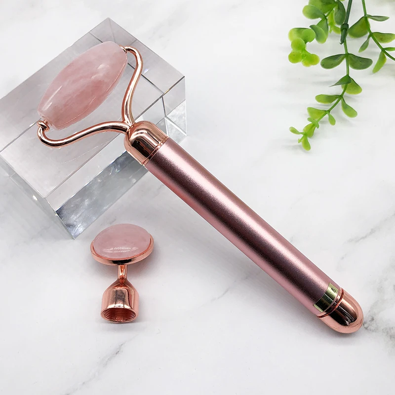24K Massage Tools Spa Massager Natural Stone 2 in 1 Electric Energy Beauty Bar Jade Roller