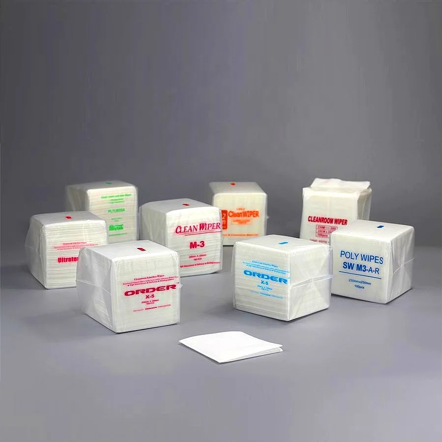 Inexpensive 1/4 fold M-3 mesh non-woven viscose pet lint-free soft electronics workshop cleaning wipes