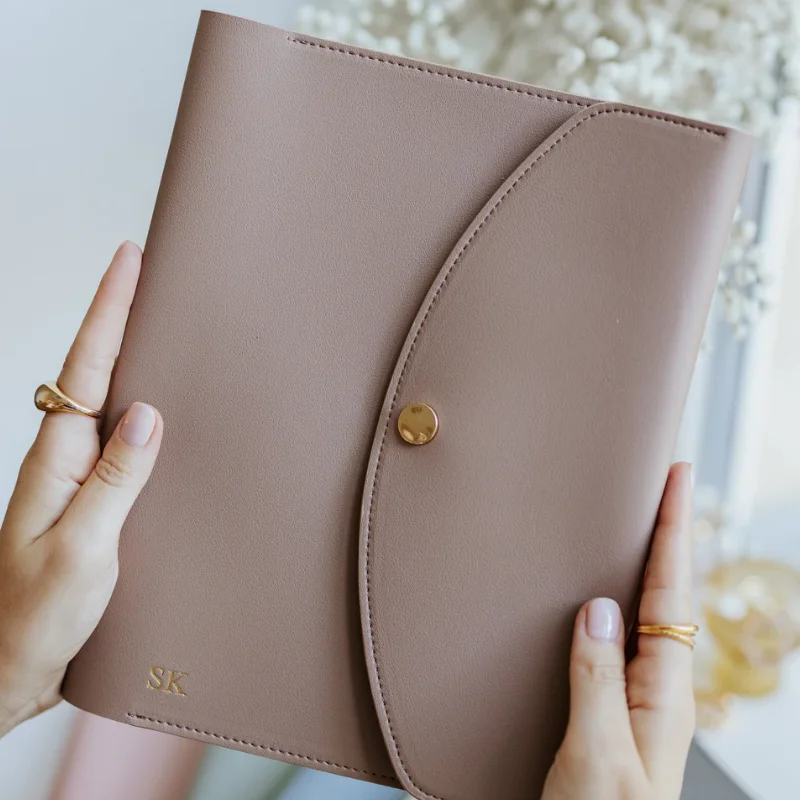 Wholesale Customized PU Leather Envelope Organizer Portfolio Multifunction Document Holder with Phone Bag File Pockets Promotion