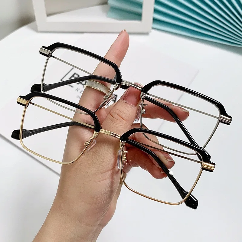 Retro high quality custom logo alloy frame silicone nose pad UV400 blue light blocking glasses for men women