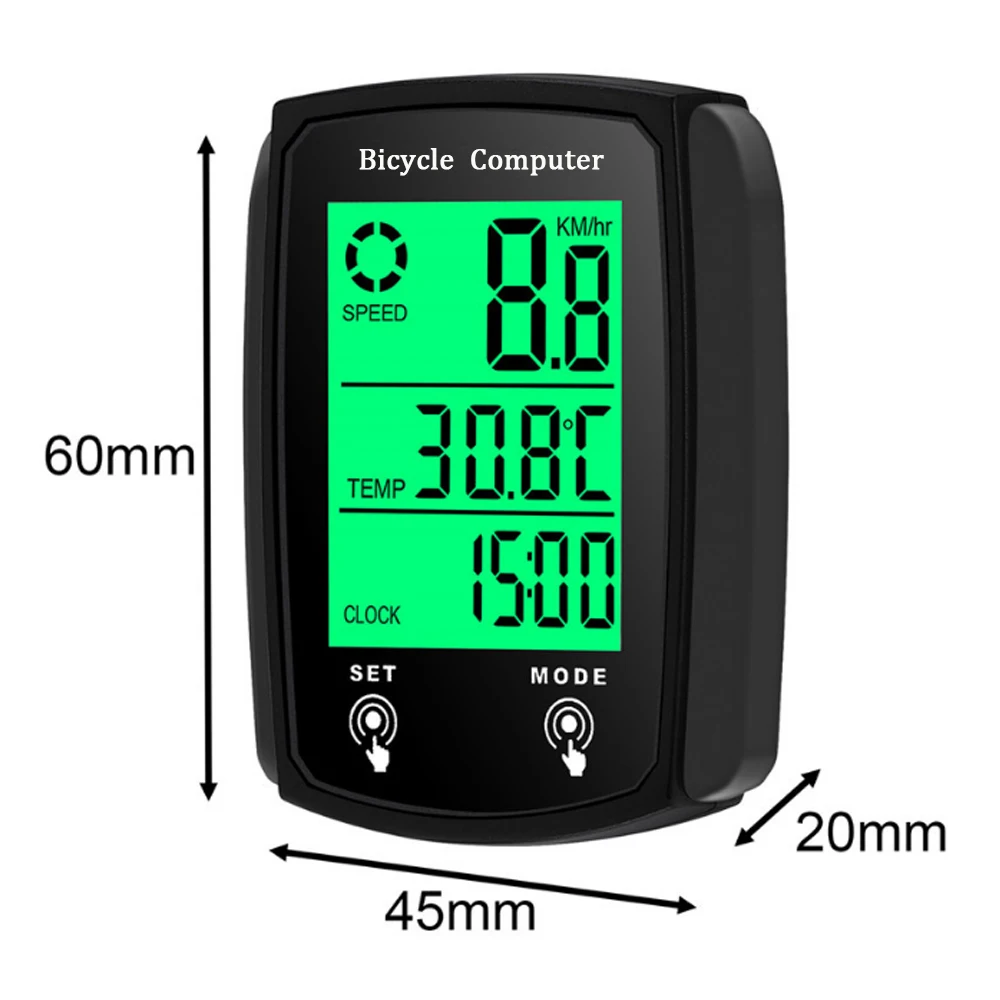 Wired Bicycle Computer Display Speed/Temperature/Calories with Backlight Bike Speedometer Waterproof Stopwatch