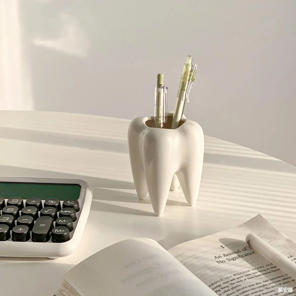 Ceramic Toothbrush & Pen Holder tooth shaped pencil holder Modern Rustic Desktop Vase Function Matt Glaze Tooth Shape for desk