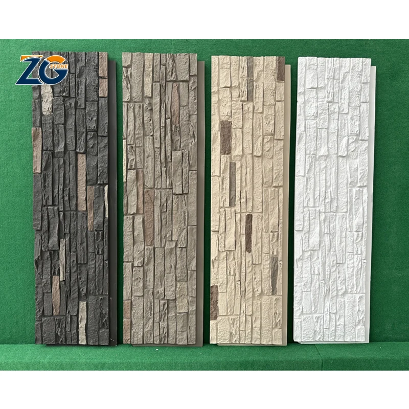 ZGSTONE Pu Faux Artificial Culture Stone One Panel Artificial Stone Panels Stone Veneer Sheet Wall Panel Slat