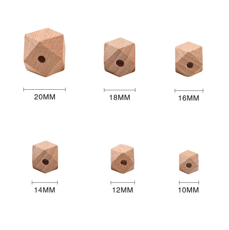 20mm Large Wooden Beads 10mm Wooden Teether Beads Bracelet Necklace Garland Custom Hexagon Wood Beads For Jewelry Making