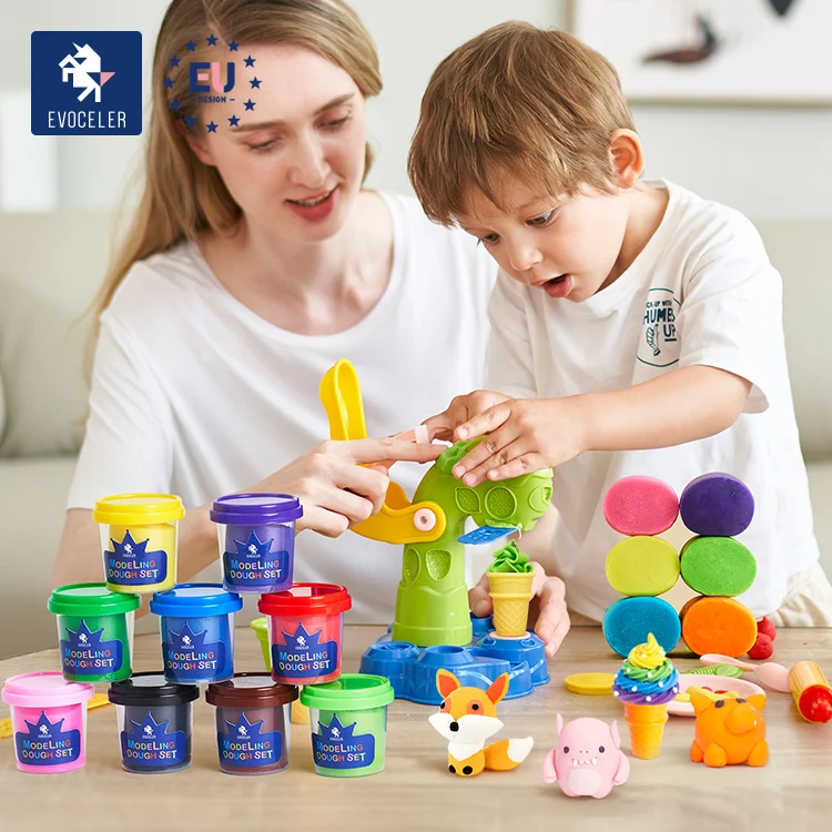 
EVOCELER 12 Colors Play Modeling Dough Modeling Clay Food Grade Barley DIY Making Slime Kit 