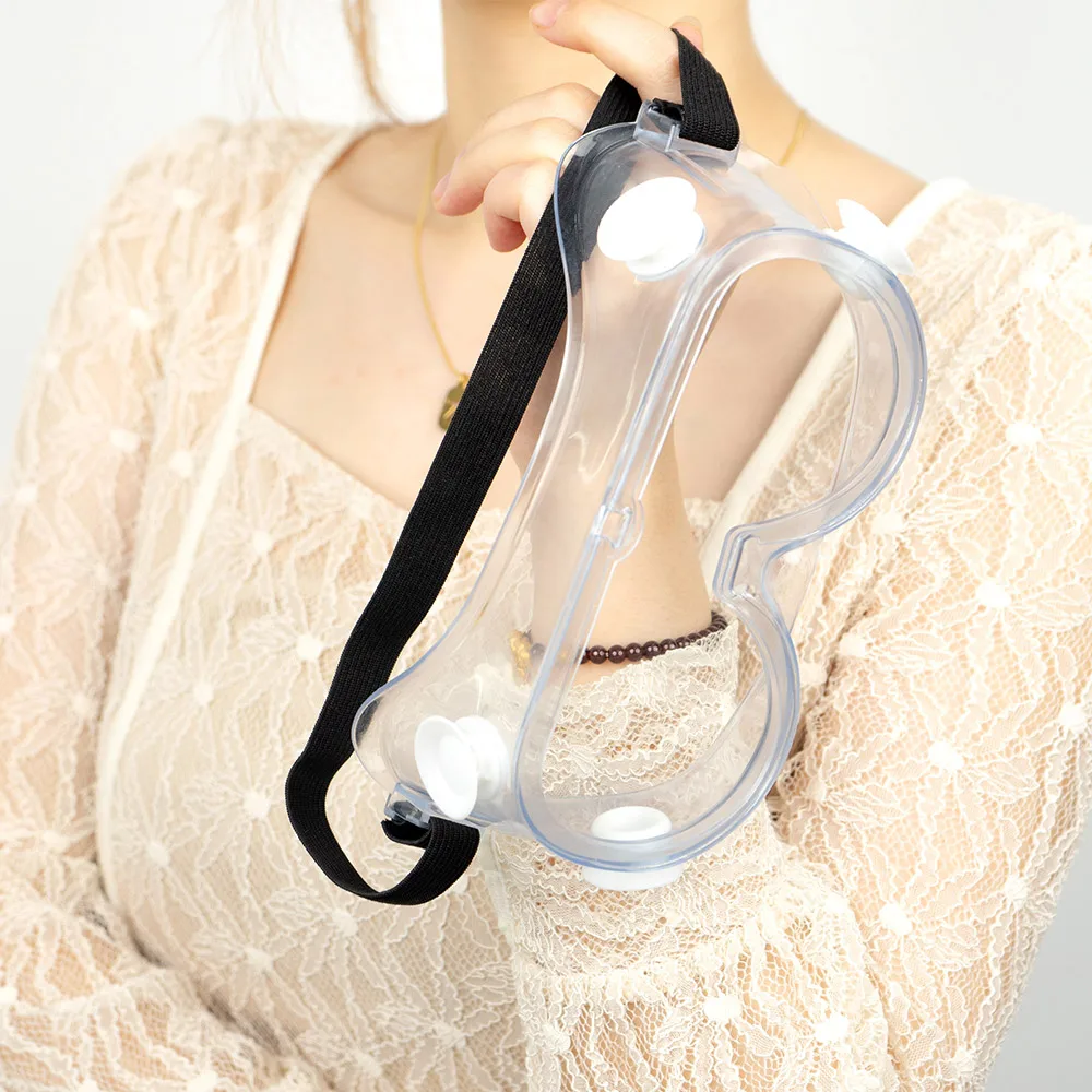 Anti shock scratch clear lenses PC safety goggles with air ventilation