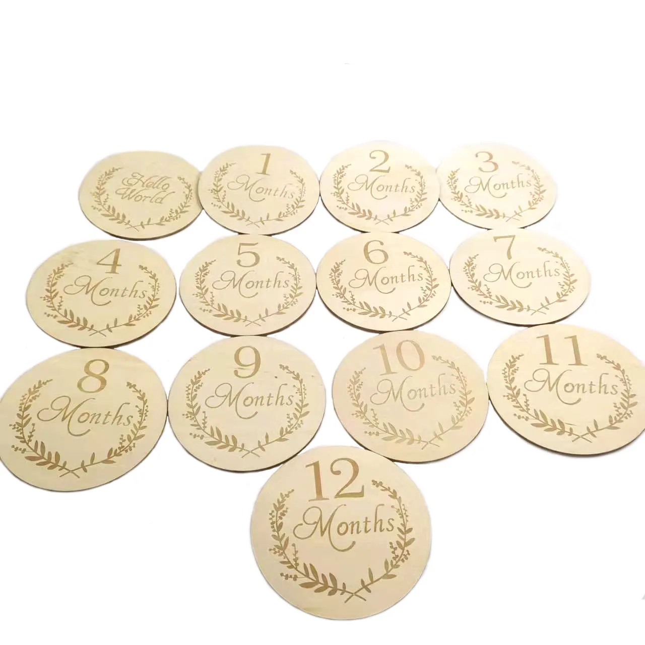 Newborn Baby Monthly Milestone Photo Cards round Photography Props Baby Announcement Cards