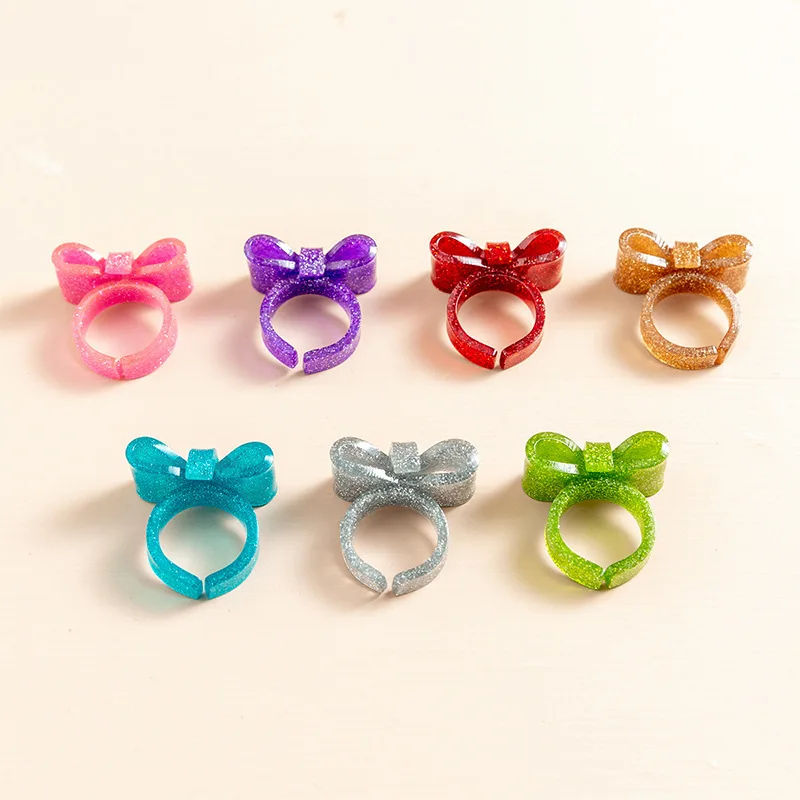 Fanyue Cute Candy Color Bow Open Sweet 2024 Resin Ring For Women