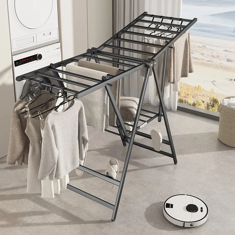 Collapsible Adjustable Butterfly Shape Outdoor Foldable Cloth Dryer Stand And Laundry Clothes Drying Rack