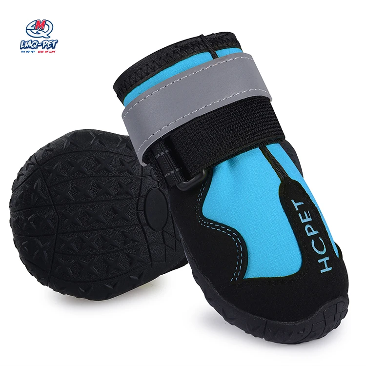 Dog Snow Boots Dog Waterproof Shoes Reflective Stripes Nylon Pet Shoes Anti-Slip Sole Dog Waterproof Shoes