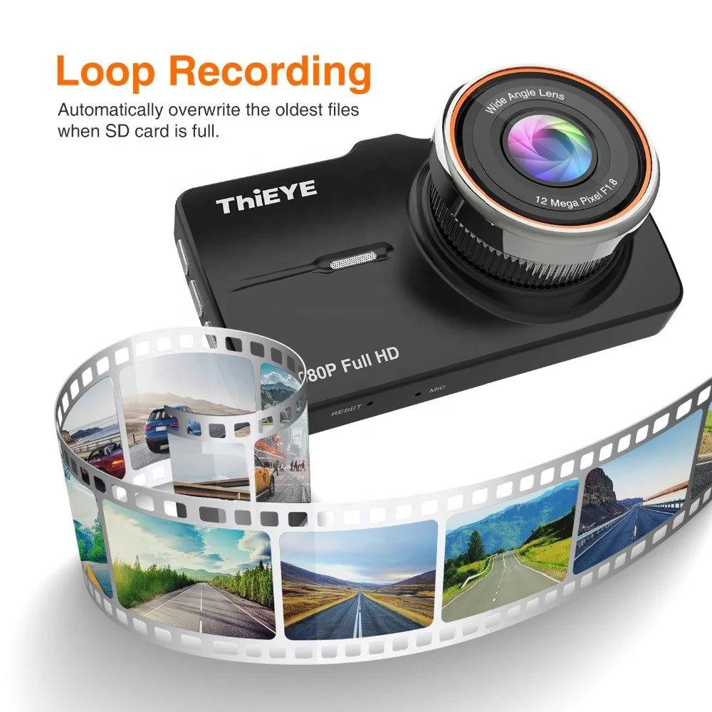 Car DVR with Motion Detection, Car Camera Real 1080P Full HD Front Camera Dual Lens Car Recorder Dash Cam