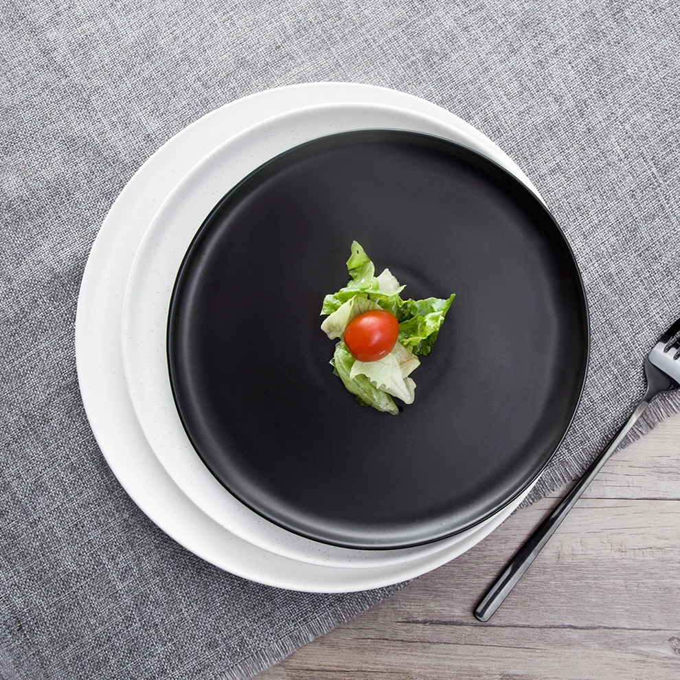 Restaurant Dinnerware Wholesale Matte Glaze Porcelain Black Dinner Plate