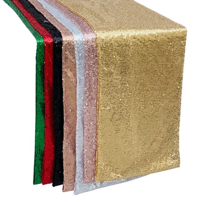 Manufacturer Luxury Wedding Banquet Sparkly Glitter Shiny Gold Sequin Table Runner