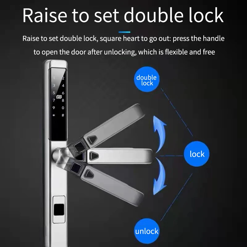 Digital waterproof Outside Sliding Door Handle Password Fingerprint Tuya App Remote Unlock Smart Door Lock