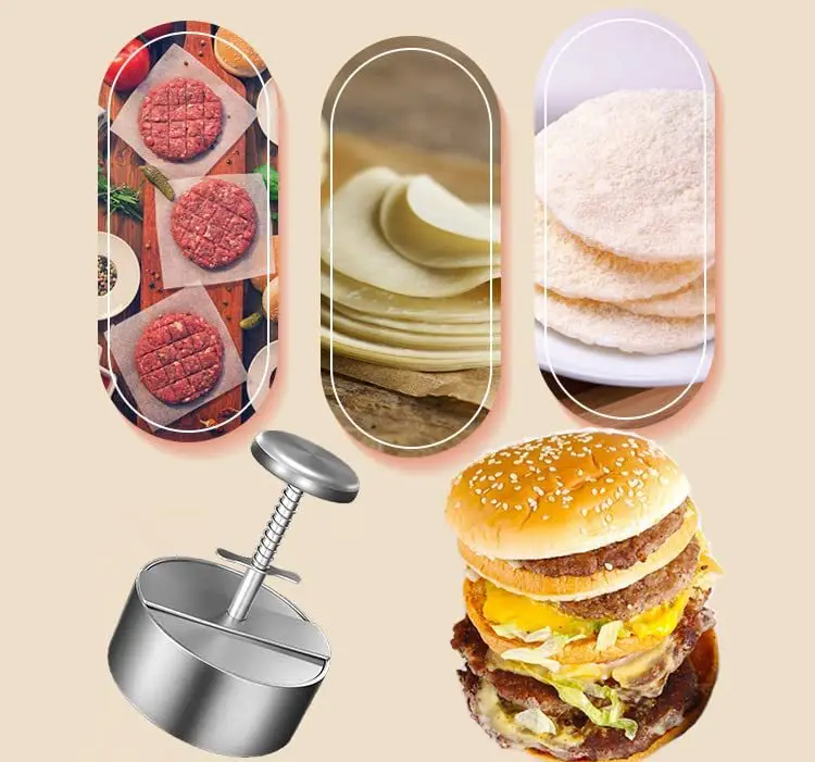 Manual Kitchen Stainless Steel Hamburger Patty Maker Cooking Mould Meat Press Burger Press