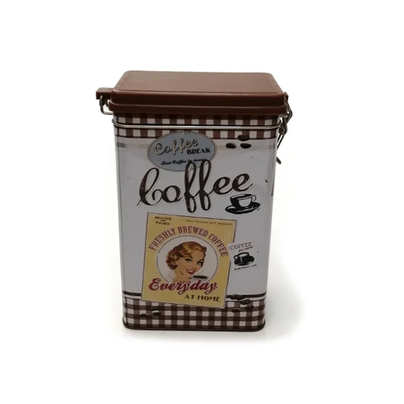 Custom Tea Coffee Bean Packaging Tin Box With Hinge Metal Rectangular Empty Hinged Tins Box Containers Min Small Storage tin box