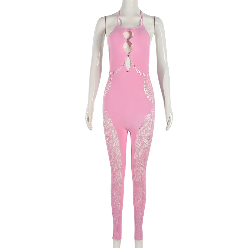DGF041090 Hot selling Knitted hollow Out sexy Jumpsuits with low price
