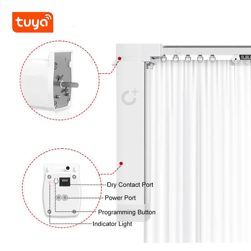 Hot Sale Tuya Smart Wifi Home Track Opener Module Window Shades Rechargeable Curtain Motor