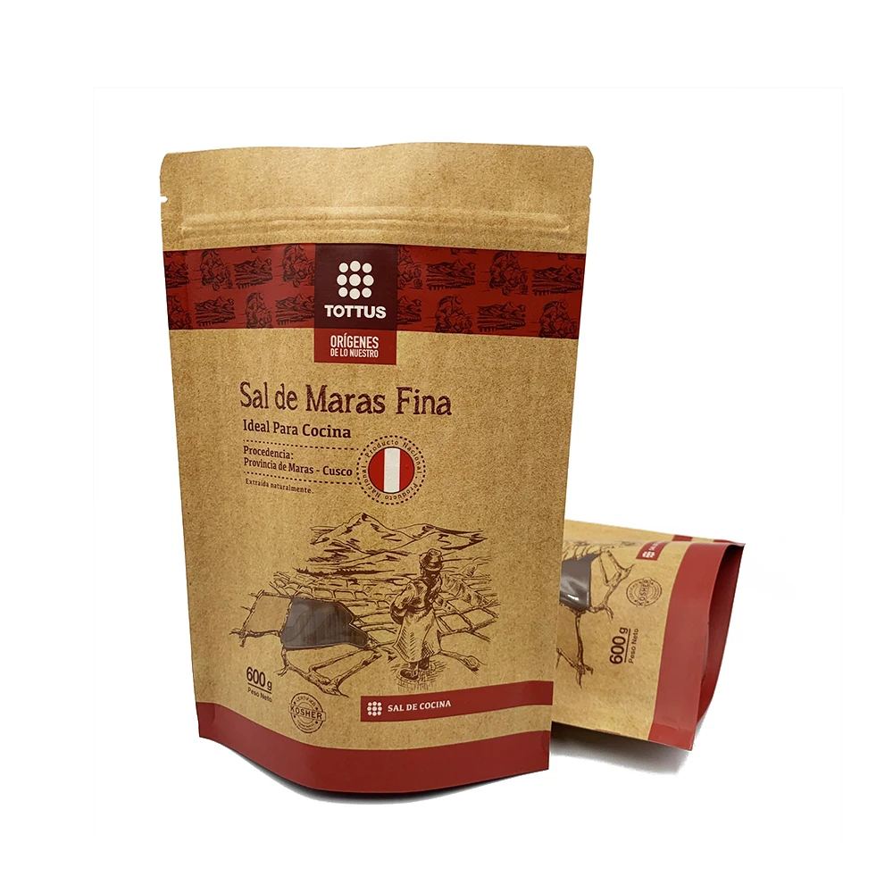 Custom printed kraft compostable empty flat bottom coffee bags with valve and zipper for coffee bean/tea packaging