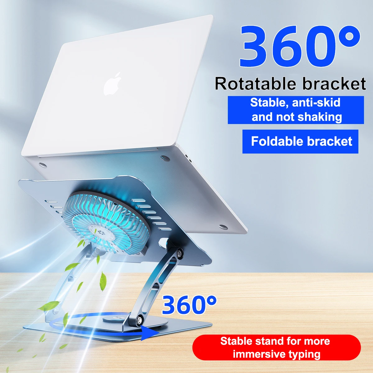 Aluminum alloy double layer double rod lift folding Fan radiator cooling laptop stand