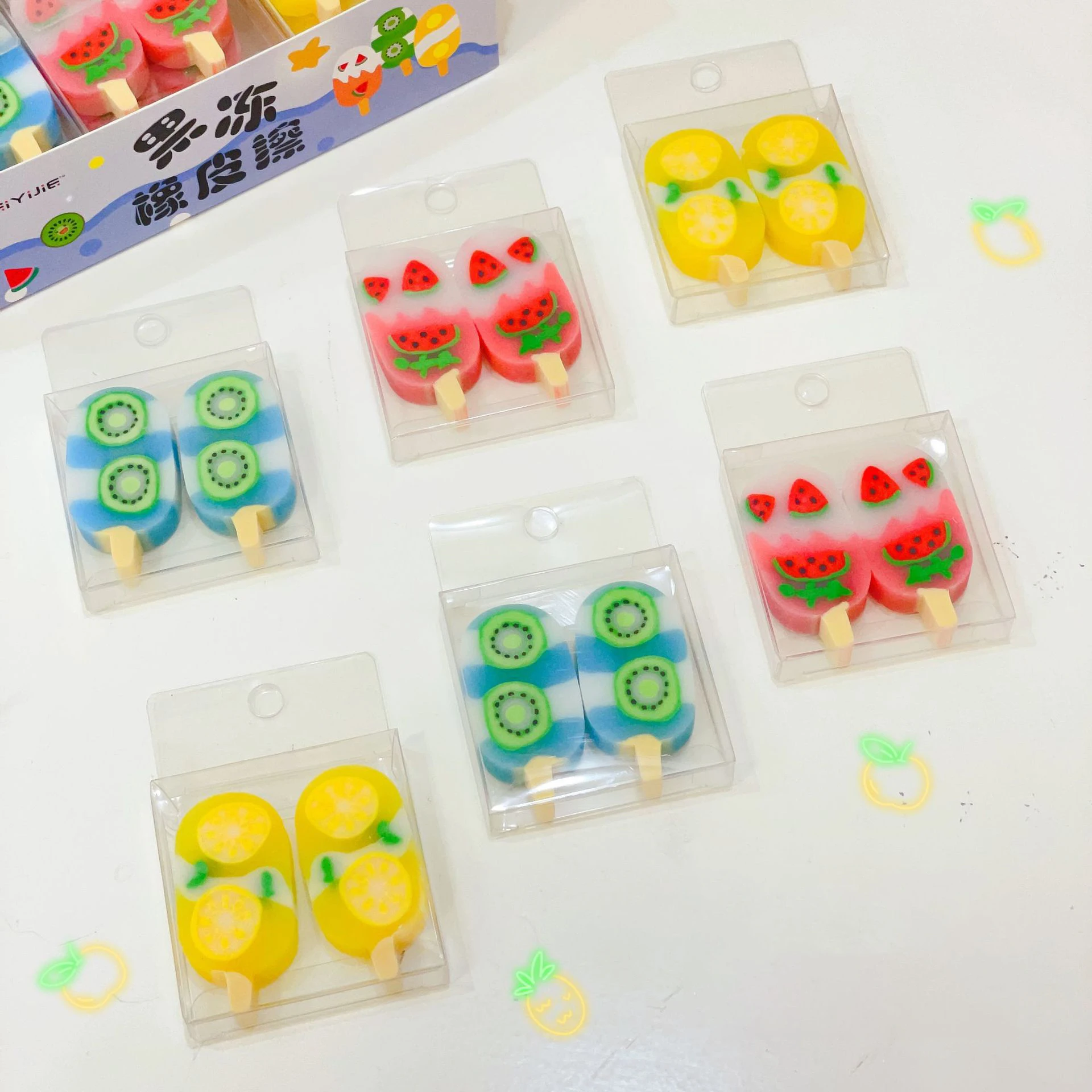 School supplies Stationery Kids Students Cute Summer fruit Ice Cream Eraser