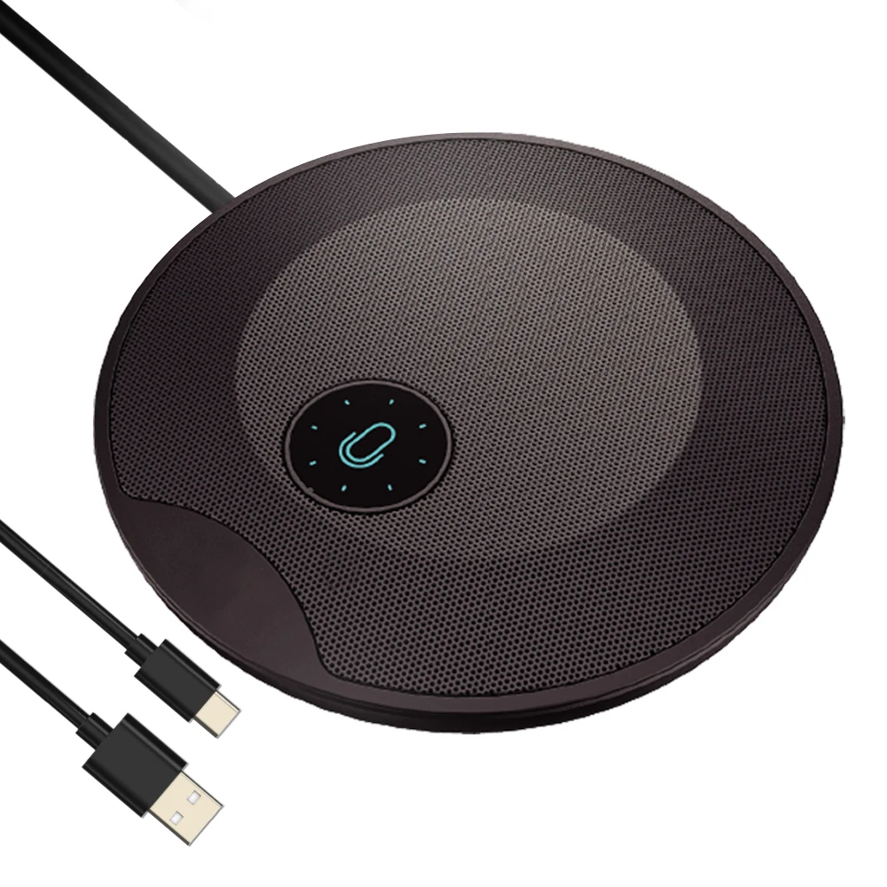 USB Conference Mic Omnidirectional PC Computer Condenser Mic with Mute Button for Online Meeting Class