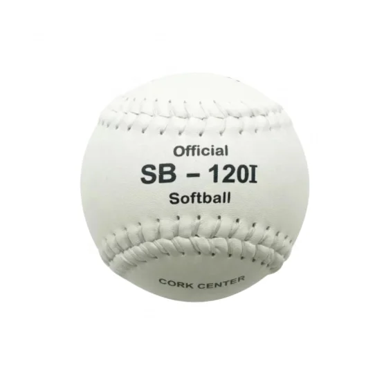 Customized Softball White Split Leather ball .52/400 Cork Core Slow Pitch Softball For Training SB 120I