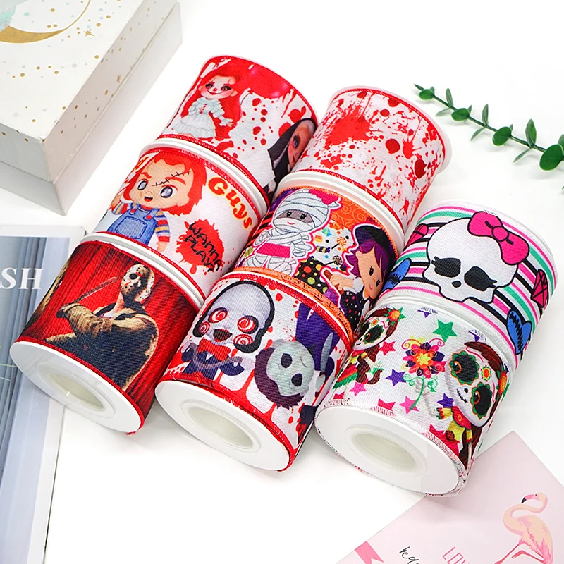 Wired edge Custom printed 63mm hair bows ribbon grosgrain ribbon low price wired ribbon