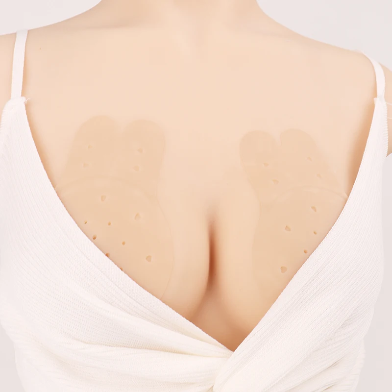 Reusable Invisible Seamless Sticker Adhesive Bra Added Lift Silicone Nipple Covers Rabbit Ear Liners Silicon Invisiility Bra