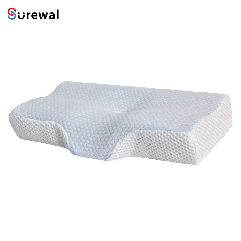 Ergonomic Memory Foam Bed Pillow for Side Back and Stomach Sleepers Contour Shape Ventilated Neck Sleeping Pillows