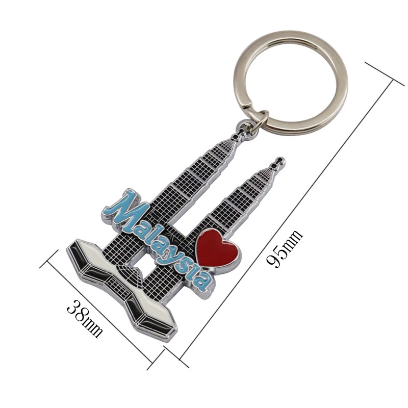Customized Metal twin towers tourist attractions car pendant promotional gift keychain